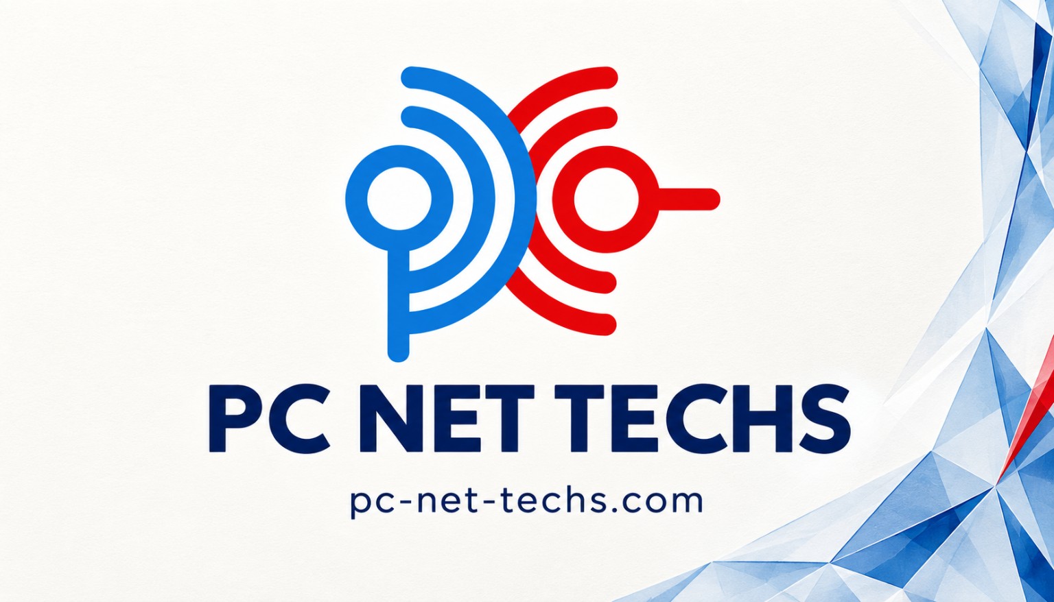 Light front: PC NET TECHS logo and pc-net-techs.com